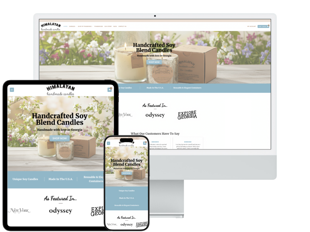 Himalayan Trading Post website shown on desktop and mobile
